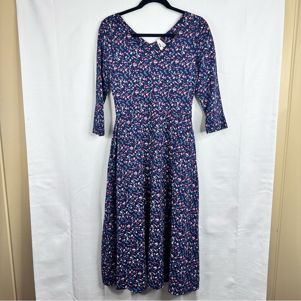 Pact organic cotton 3/4 sleeve floral maxi dress spring fall summer casual